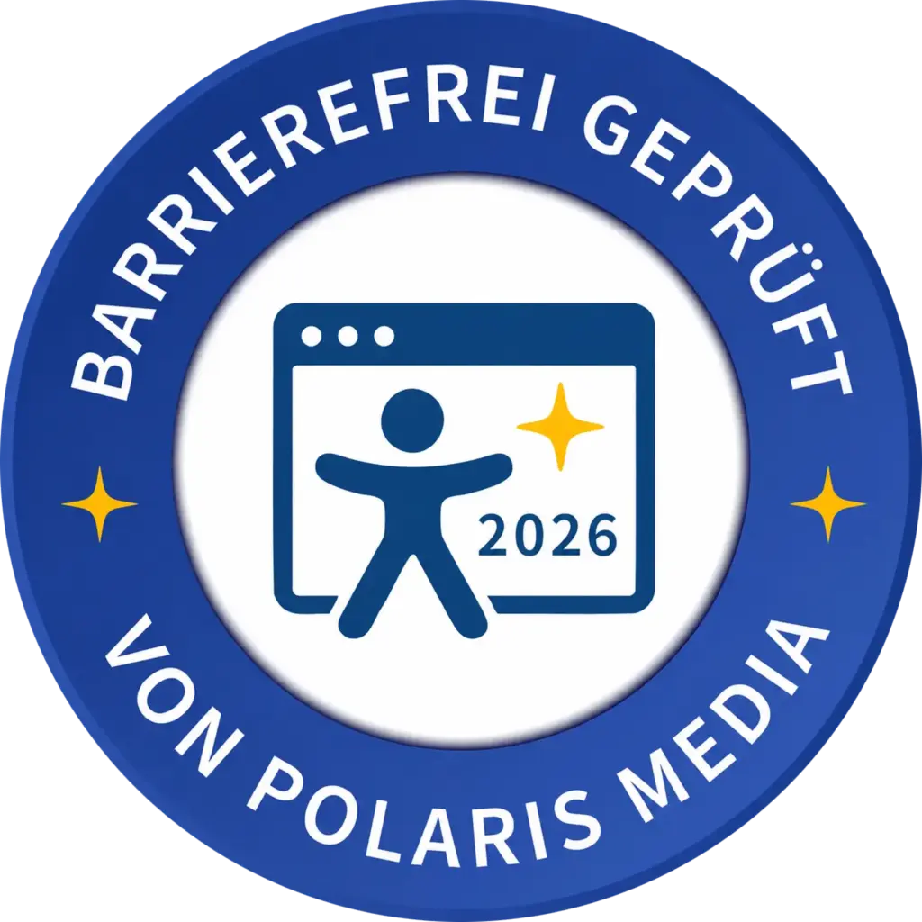 SIegel Barrierefrei geprüft von Polaris Media 2026